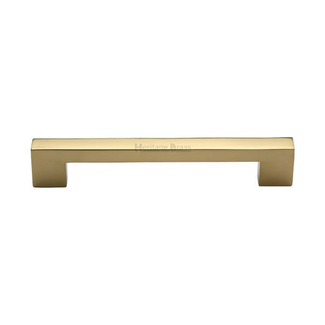 This is an image of a Heritage Brass - Cabinet Pull Metro Design 160mm CTC Polished Brass Finish, c0337-160-pb that is available to order from T.H Wiggans Ironmongery in Kendal.