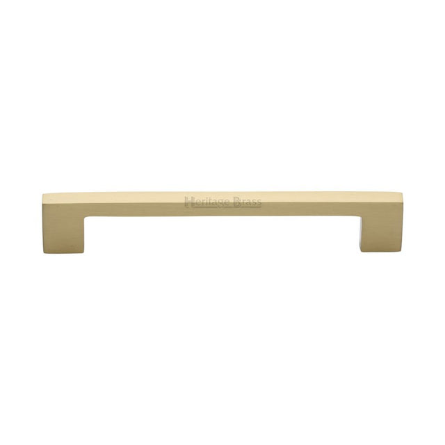 This is an image of a Heritage Brass - Cabinet Pull Metro Design 160mm CTC Satin Brass Finish, c0337-160-sb that is available to order from T.H Wiggans Ironmongery in Kendal.