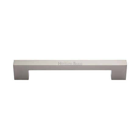 This is an image of a Heritage Brass - Cabinet Pull Metro Design 160mm CTC Satin Nickel Finish, c0337-160-sn that is available to order from T.H Wiggans Ironmongery in Kendal.