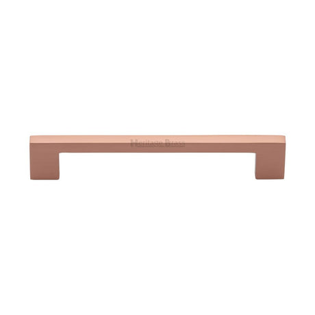 This is an image of a Heritage Brass - Cabinet Pull Metro Design 160mm CTC Satin Rose Gold Finish, c0337-160-srg that is available to order from T.H Wiggans Ironmongery in Kendal.