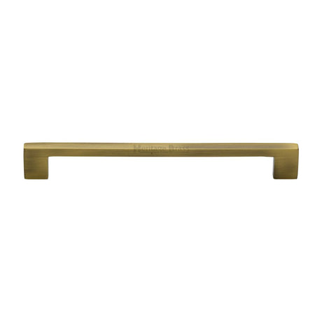 This is an image of a Heritage Brass - Cabinet Pull Metro Design 192mm CTC Antique Brass Finish, c0337-192-at that is available to order from T.H Wiggans Ironmongery in Kendal.