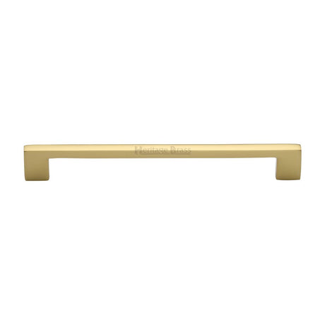 This is an image of a Heritage Brass - Cabinet Pull Metro Design 192mm CTC Polished Brass Finish, c0337-192-pb that is available to order from T.H Wiggans Ironmongery in Kendal.