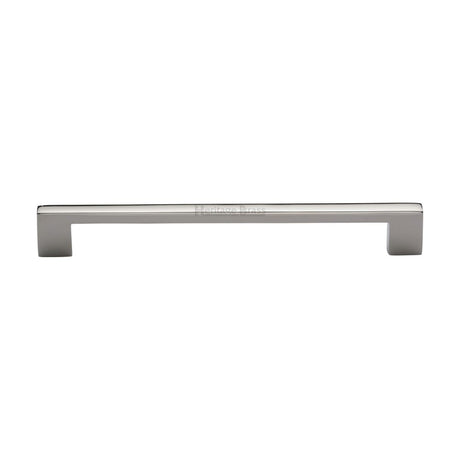 This is an image of a Heritage Brass - Cabinet Pull Metro Design 192mm CTC Polished Nickel Finish, c0337-192-pnf that is available to order from T.H Wiggans Ironmongery in Kendal.