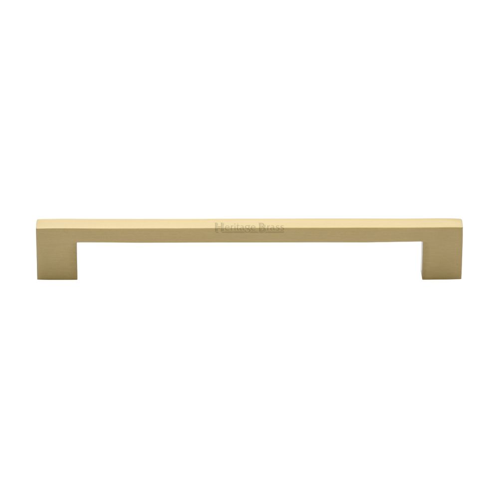 This is an image of a Heritage Brass - Cabinet Pull Metro Design 192mm CTC Satin Brass Finish, c0337-192-sb that is available to order from T.H Wiggans Ironmongery in Kendal.