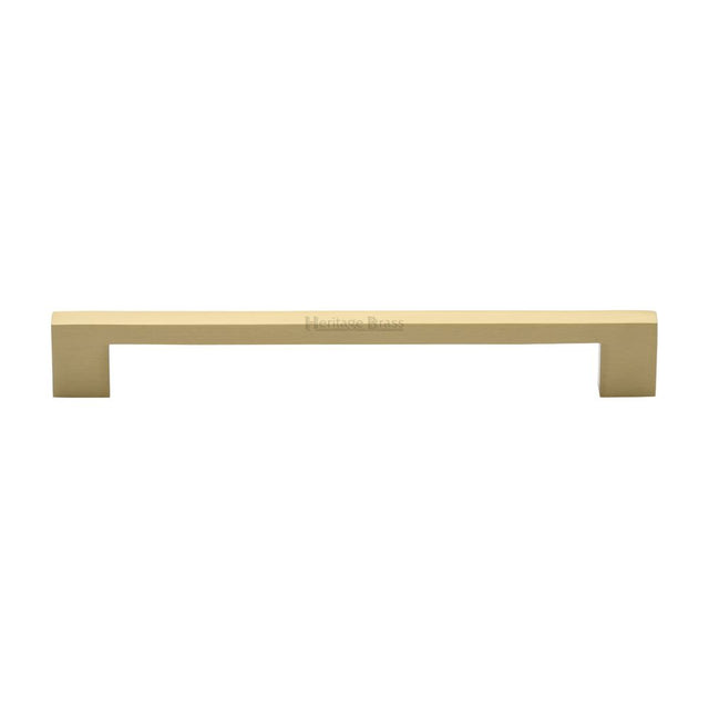 This is an image of a Heritage Brass - Cabinet Pull Metro Design 192mm CTC Satin Brass Finish, c0337-192-sb that is available to order from T.H Wiggans Ironmongery in Kendal.