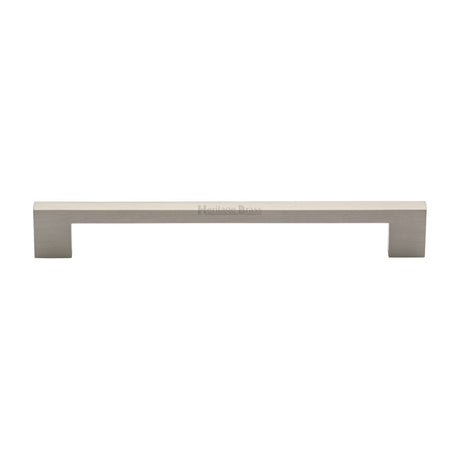 This is an image of a Heritage Brass - Cabinet Pull Metro Design 192mm CTC Satin Nickel Finish, c0337-192-sn that is available to order from T.H Wiggans Ironmongery in Kendal.
