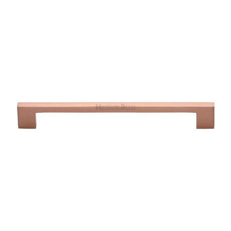 This is an image of a Heritage Brass - Cabinet Pull Metro Design 192mm CTC Satin Rose Gold Finish, c0337-192-srg that is available to order from T.H Wiggans Ironmongery in Kendal.