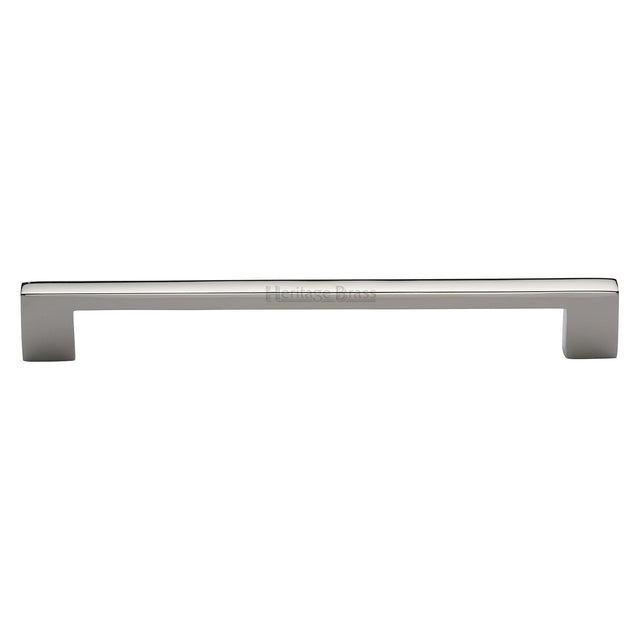 This is an image of a Heritage Brass - Cabinet Pull Metro Design 254mm CTC Polished Nickel Finish, c0337-254-pnf that is available to order from T.H Wiggans Ironmongery in Kendal.