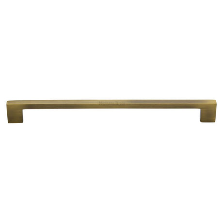 This is an image of a Heritage Brass - Cabinet Pull Metro Design 256mm CTC Antique Brass Finish, c0337-256-at that is available to order from T.H Wiggans Ironmongery in Kendal.