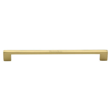 This is an image of a Heritage Brass - Cabinet Pull Metro Design 256mm CTC Polished Brass Finish, c0337-256-pb that is available to order from T.H Wiggans Ironmongery in Kendal.