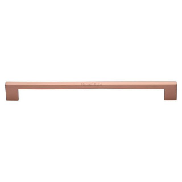 This is an image of a Heritage Brass - Cabinet Pull Metro Design 256mm CTC Satin Rose Gold Finish, c0337-256-srg that is available to order from T.H Wiggans Ironmongery in Kendal.