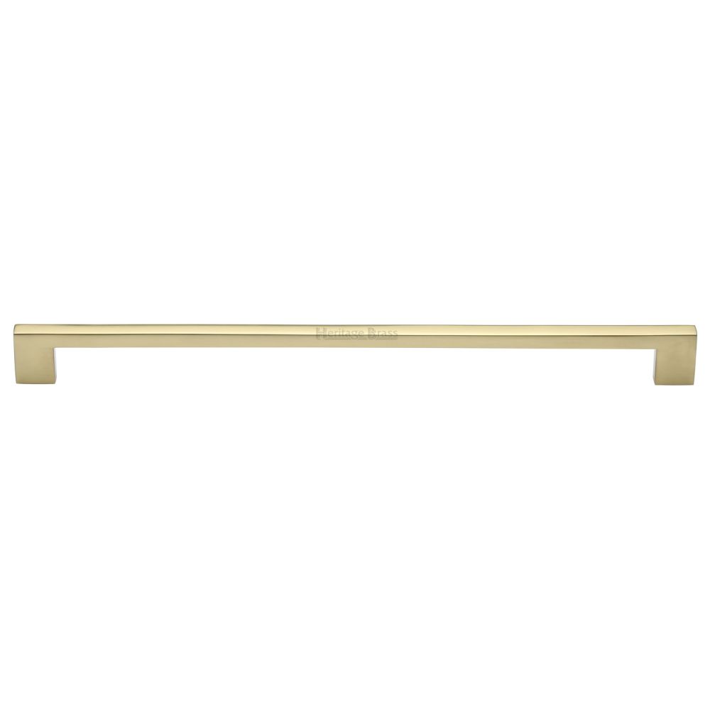 This is an image of a Heritage Brass - Cabinet Pull Metro Design 320mm CTC Polished Brass Finish, c0337-320-pb that is available to order from T.H Wiggans Ironmongery in Kendal.