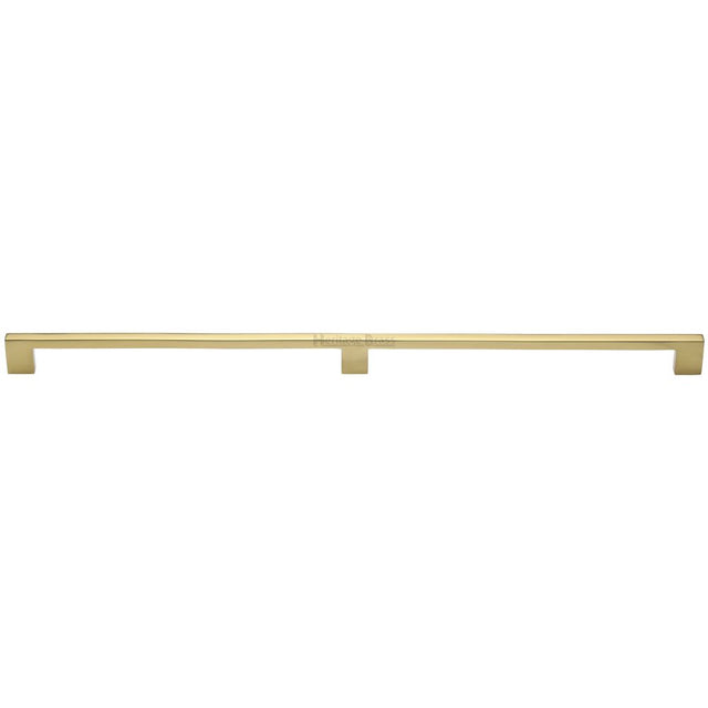 This is an image of a Heritage Brass - Cabinet Pull Metro Design 480mm CTC Polished Brass Finish, c0337-480-pb that is available to order from T.H Wiggans Ironmongery in Kendal.