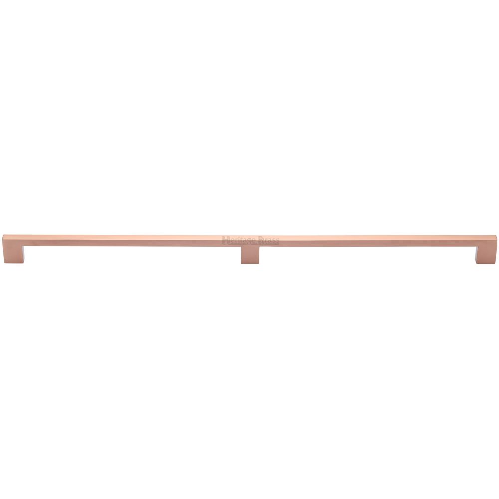This is an image of a Heritage Brass - Cabinet Pull Metro Design 480mm CTC Satin Rose Gold Finish, c0337-480-srg that is available to order from T.H Wiggans Ironmongery in Kendal.
