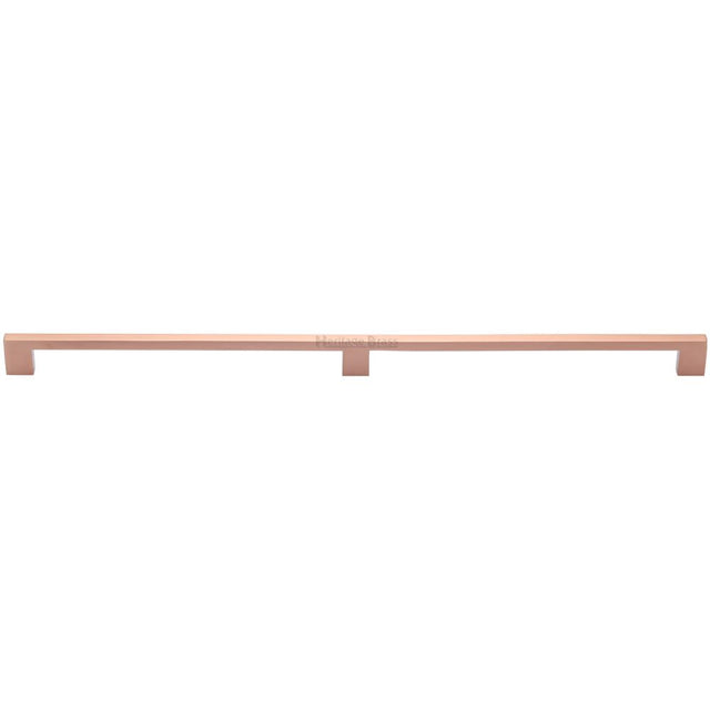 This is an image of a Heritage Brass - Cabinet Pull Metro Design 480mm CTC Satin Rose Gold Finish, c0337-480-srg that is available to order from T.H Wiggans Ironmongery in Kendal.