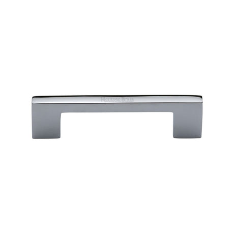 This is an image of a Heritage Brass - Cabinet Pull Metro Design 96mm CTC Polished Chrome Finish, c0337-96-pc that is available to order from T.H Wiggans Ironmongery in Kendal.