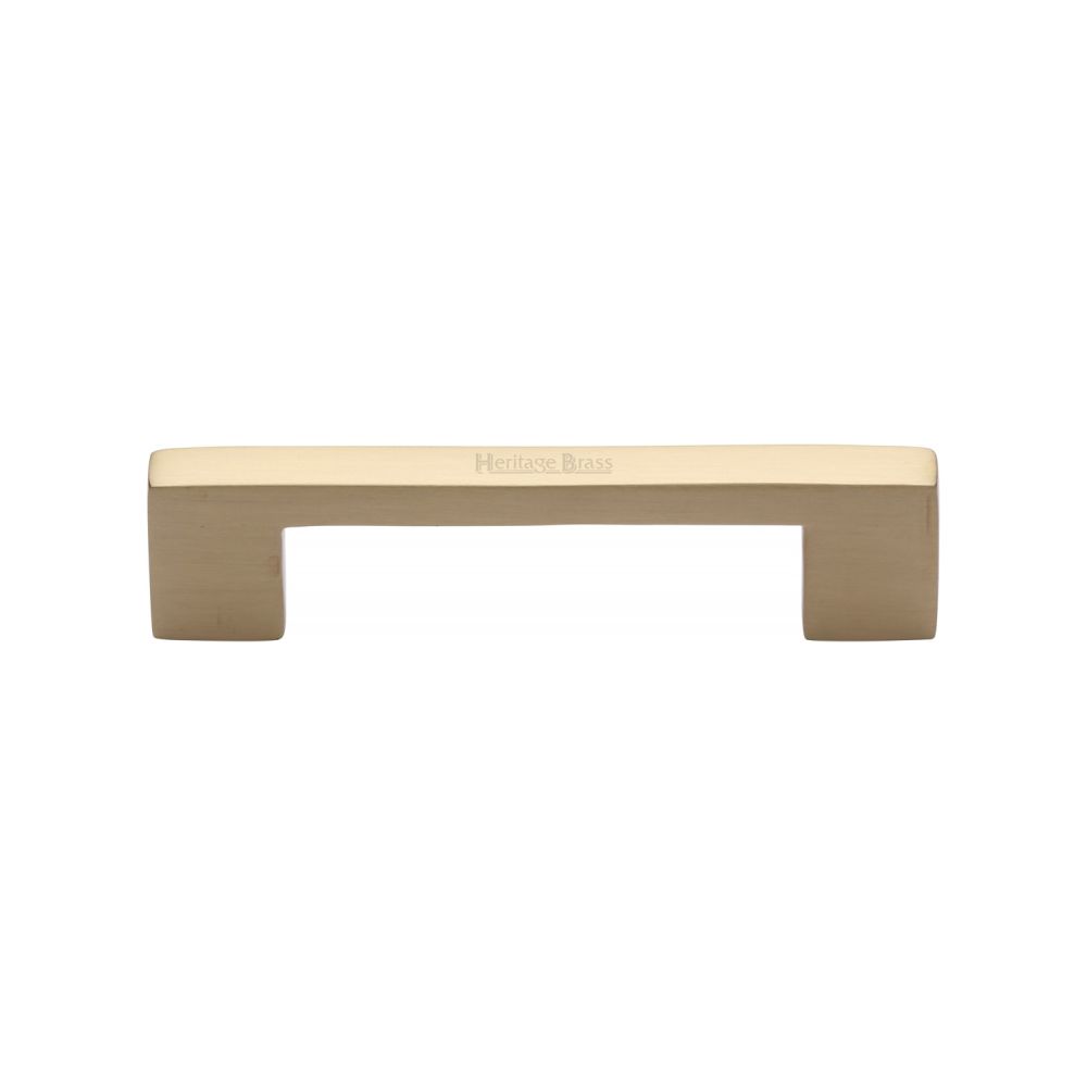 This is an image of a Heritage Brass - Cabinet Pull Metro Design 96mm CTC Satin Brass Finish, c0337-96-sb that is available to order from T.H Wiggans Ironmongery in Kendal.