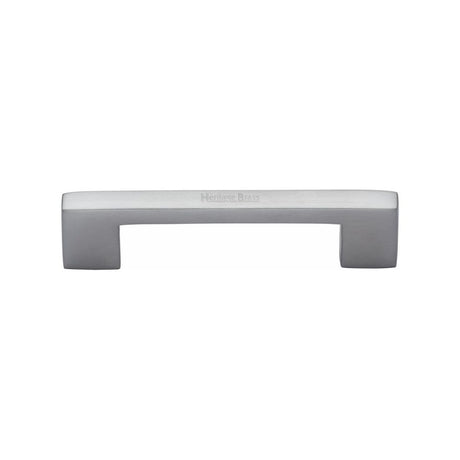 This is an image of a Heritage Brass - Cabinet Pull Metro Design 96mm CTC Satin Chrome Finish, c0337-96-sc that is available to order from T.H Wiggans Ironmongery in Kendal.