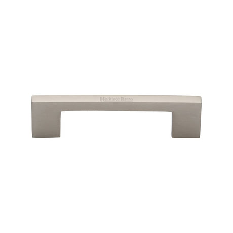 This is an image of a Heritage Brass - Cabinet Pull Metro Design 96mm CTC Satin Nickel Finish, c0337-96-sn that is available to order from T.H Wiggans Ironmongery in Kendal.