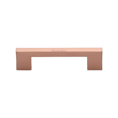 This is an image of a Heritage Brass - Cabinet Pull Metro Design 96mm CTC Satin Rose Gold Finish, c0337-96-srg that is available to order from T.H Wiggans Ironmongery in Kendal.