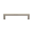 This is an image of a Heritage Brass - Cabinet Pull Square Metro Design 128mm CTC Satin Nickel Finish, c0339-128-sn that is available to order from T.H Wiggans Ironmongery in Kendal.