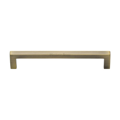 This is an image of a Heritage Brass - Cabinet Pull Square Metro Design 160mm CTC Antique Brass Finish, c0339-160-at that is available to order from T.H Wiggans Ironmongery in Kendal.