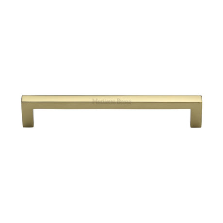 This is an image of a Heritage Brass - Cabinet Pull Square Metro Design 160mm CTC Polished Brass Finish, c0339-160-pb that is available to order from T.H Wiggans Ironmongery in Kendal.