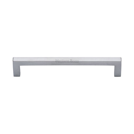 This is an image of a Heritage Brass - Cabinet Pull Square Metro Design 160mm CTC Satin Chrome Finish, c0339-160-sc that is available to order from T.H Wiggans Ironmongery in Kendal.
