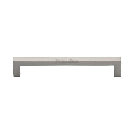 This is an image of a Heritage Brass - Cabinet Pull Square Metro Design 160mm CTC Satin Nickel Finish, c0339-160-sn that is available to order from T.H Wiggans Ironmongery in Kendal.