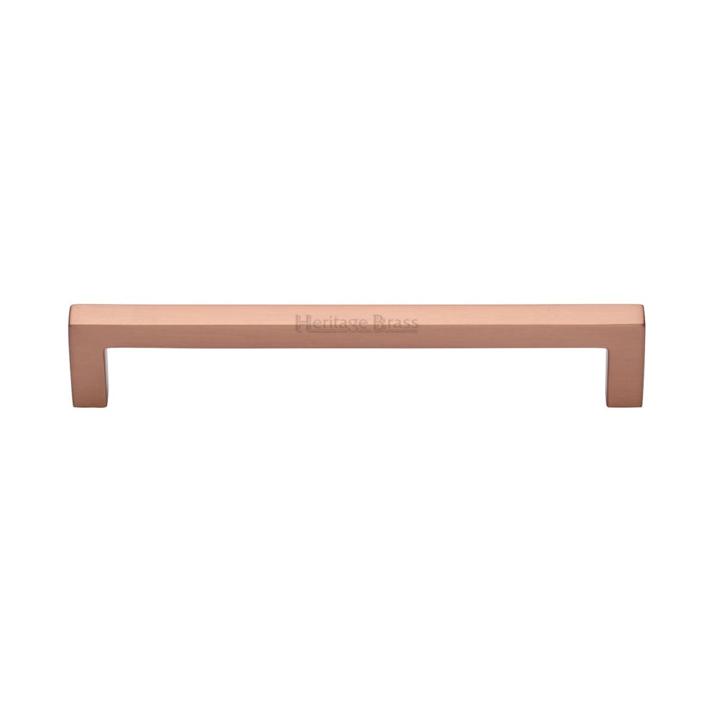 This is an image of a Heritage Brass - Cabinet Pull Square Metro Design 160mm CTC Satin Rose Gold Finis, c0339-160-srg that is available to order from T.H Wiggans Ironmongery in Kendal.
