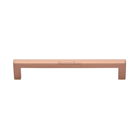 This is an image of a Heritage Brass - Cabinet Pull Square Metro Design 160mm CTC Satin Rose Gold Finis, c0339-160-srg that is available to order from T.H Wiggans Ironmongery in Kendal.