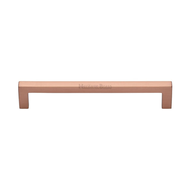 This is an image of a Heritage Brass - Cabinet Pull Square Metro Design 160mm CTC Satin Rose Gold Finis, c0339-160-srg that is available to order from T.H Wiggans Ironmongery in Kendal.