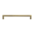 This is an image of a Heritage Brass - Cabinet Pull Square Metro Design 192mm CTC Antique Brass Finish, c0339-192-at that is available to order from T.H Wiggans Ironmongery in Kendal.