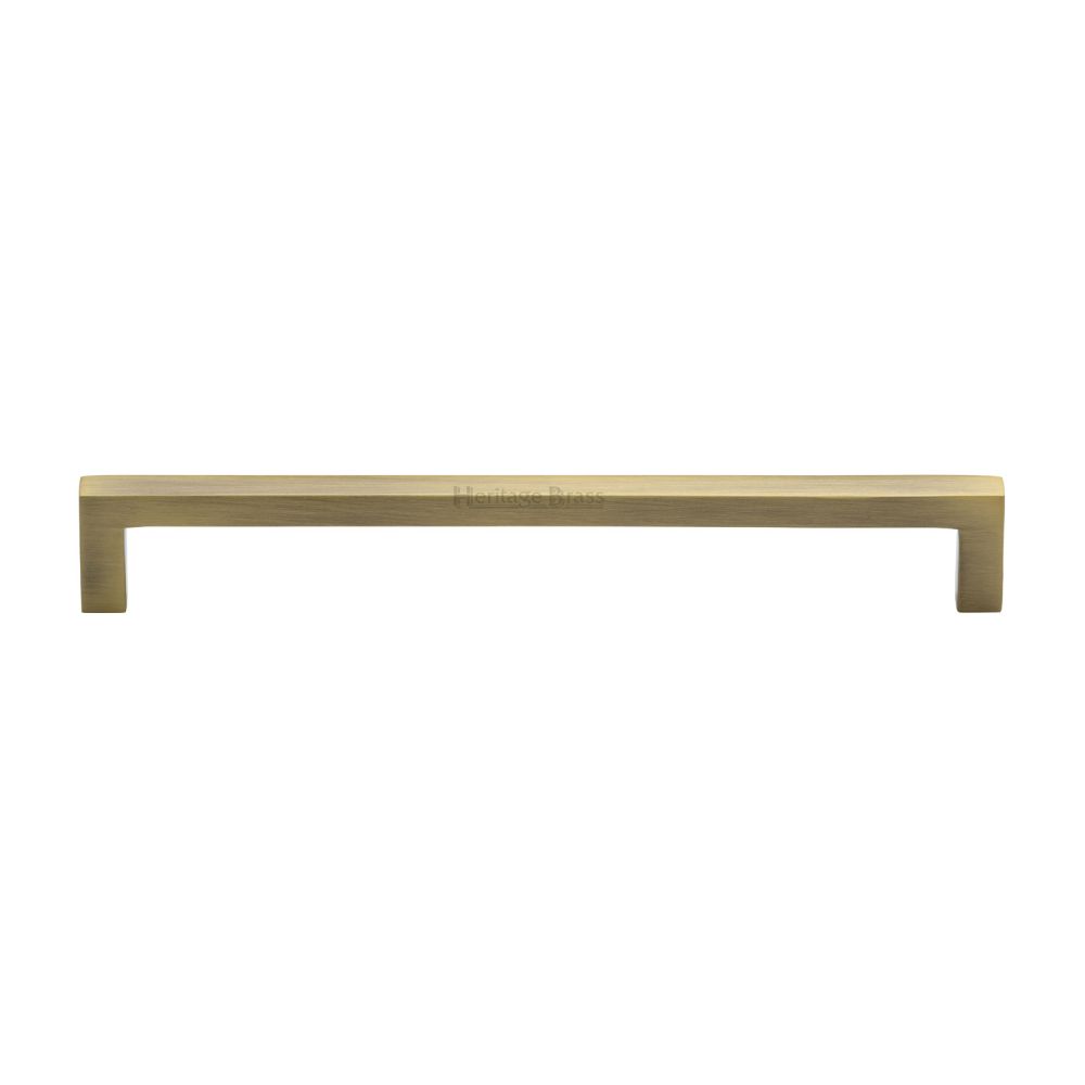 This is an image of a Heritage Brass - Cabinet Pull Square Metro Design 192mm CTC Antique Brass Finish, c0339-192-at that is available to order from T.H Wiggans Ironmongery in Kendal.
