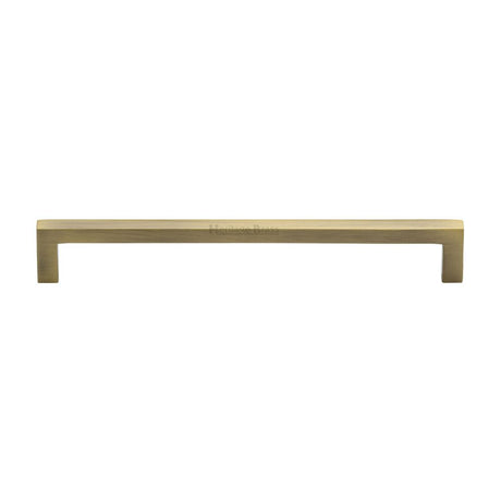This is an image of a Heritage Brass - Cabinet Pull Square Metro Design 192mm CTC Antique Brass Finish, c0339-192-at that is available to order from T.H Wiggans Ironmongery in Kendal.