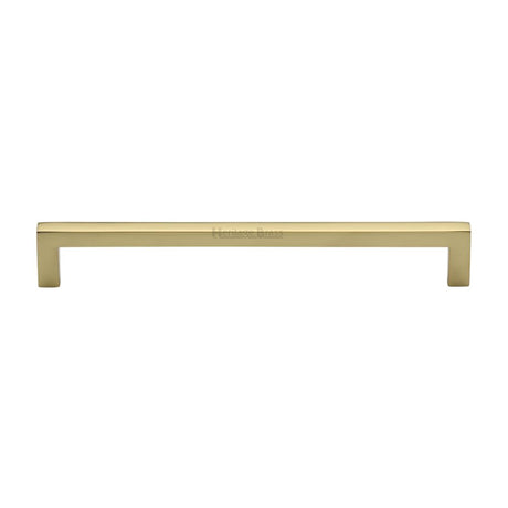 This is an image of a Heritage Brass - Cabinet Pull Square Metro Design 192mm CTC Polished Brass Finish, c0339-192-pb that is available to order from T.H Wiggans Ironmongery in Kendal.