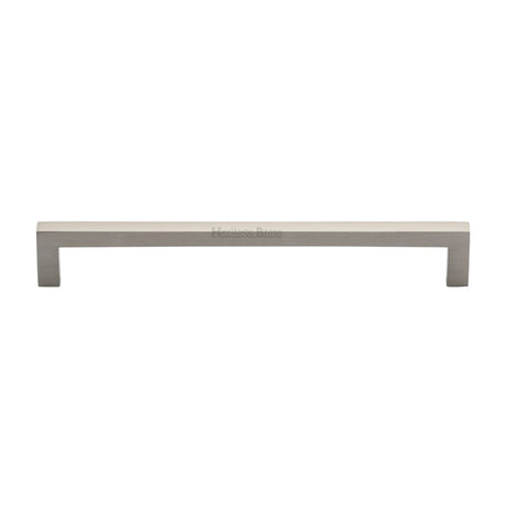 This is an image of a Heritage Brass - Cabinet Pull Square Metro Design 192mm CTC Satin Nickel Finish, c0339-192-sn that is available to order from T.H Wiggans Ironmongery in Kendal.