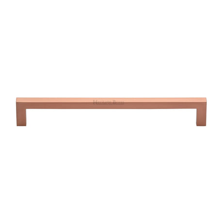 This is an image of a Heritage Brass - Cabinet Pull Square Metro Design 192mm CTC Satin Rose Gold Finis, c0339-192-srg that is available to order from T.H Wiggans Ironmongery in Kendal.