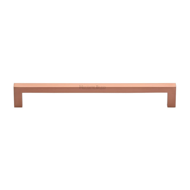 This is an image of a Heritage Brass - Cabinet Pull Square Metro Design 192mm CTC Satin Rose Gold Finis, c0339-192-srg that is available to order from T.H Wiggans Ironmongery in Kendal.