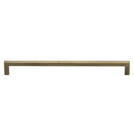 This is an image of a Heritage Brass - Cabinet Pull Square Metro Design 256mm CTC Antique Brass Finish, c0339-256-at that is available to order from T.H Wiggans Ironmongery in Kendal.