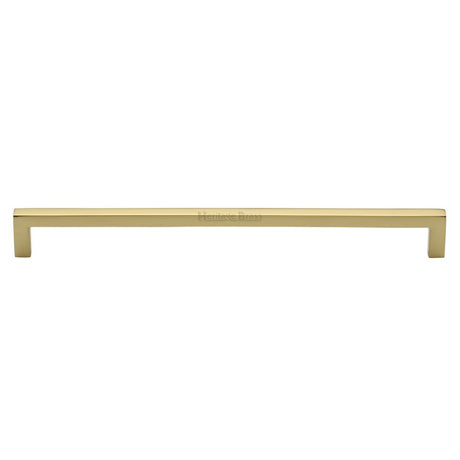 This is an image of a Heritage Brass - Cabinet Pull Square Metro Design 256mm CTC Polished Brass Finish, c0339-256-pb that is available to order from T.H Wiggans Ironmongery in Kendal.
