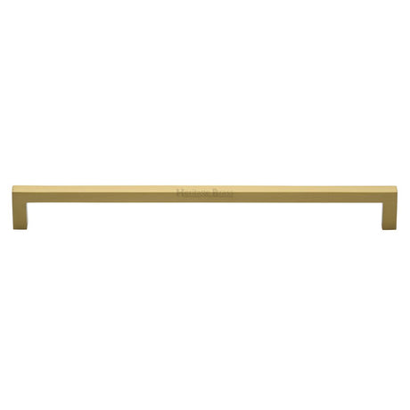 This is an image of a Heritage Brass - Cabinet Pull Square Metro Design 256mm CTC Satin Brass Finish, c0339-256-sb that is available to order from T.H Wiggans Ironmongery in Kendal.