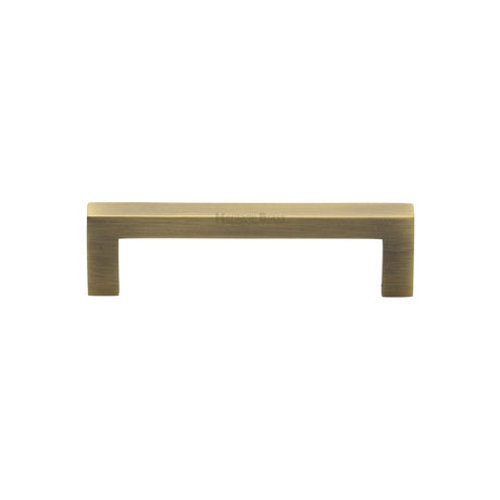 This is an image of a Heritage Brass - Cabinet Pull Square Metro Design 96mm CTC Antique Brass Finish, c0339-96-at that is available to order from T.H Wiggans Ironmongery in Kendal.