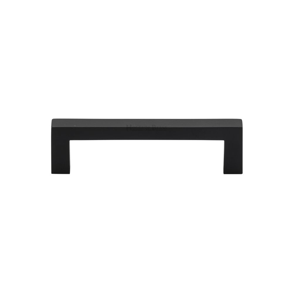 This is an image of a Heritage Brass - Cabinet Pull Square Metro Design 96mm CTC Matt Black Finish, c0339-96-bkmt that is available to order from T.H Wiggans Ironmongery in Kendal.