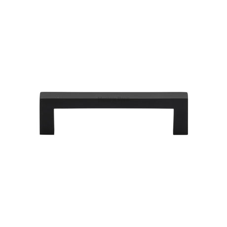 This is an image of a Heritage Brass - Cabinet Pull Square Metro Design 96mm CTC Matt Black Finish, c0339-96-bkmt that is available to order from T.H Wiggans Ironmongery in Kendal.