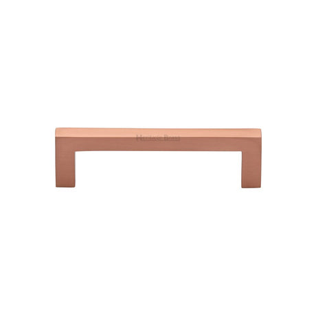 This is an image of a Heritage Brass - Cabinet Pull Square Metro Design 96mm CTC Satin Rose Gold Finish, c0339-96-srg that is available to order from T.H Wiggans Ironmongery in Kendal.