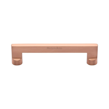 This is an image of a Heritage Brass - Cabinet Pull Apollo Design 128mm CTC Satin Rose Gold Finish, c0345-128-srg that is available to order from T.H Wiggans Ironmongery in Kendal.