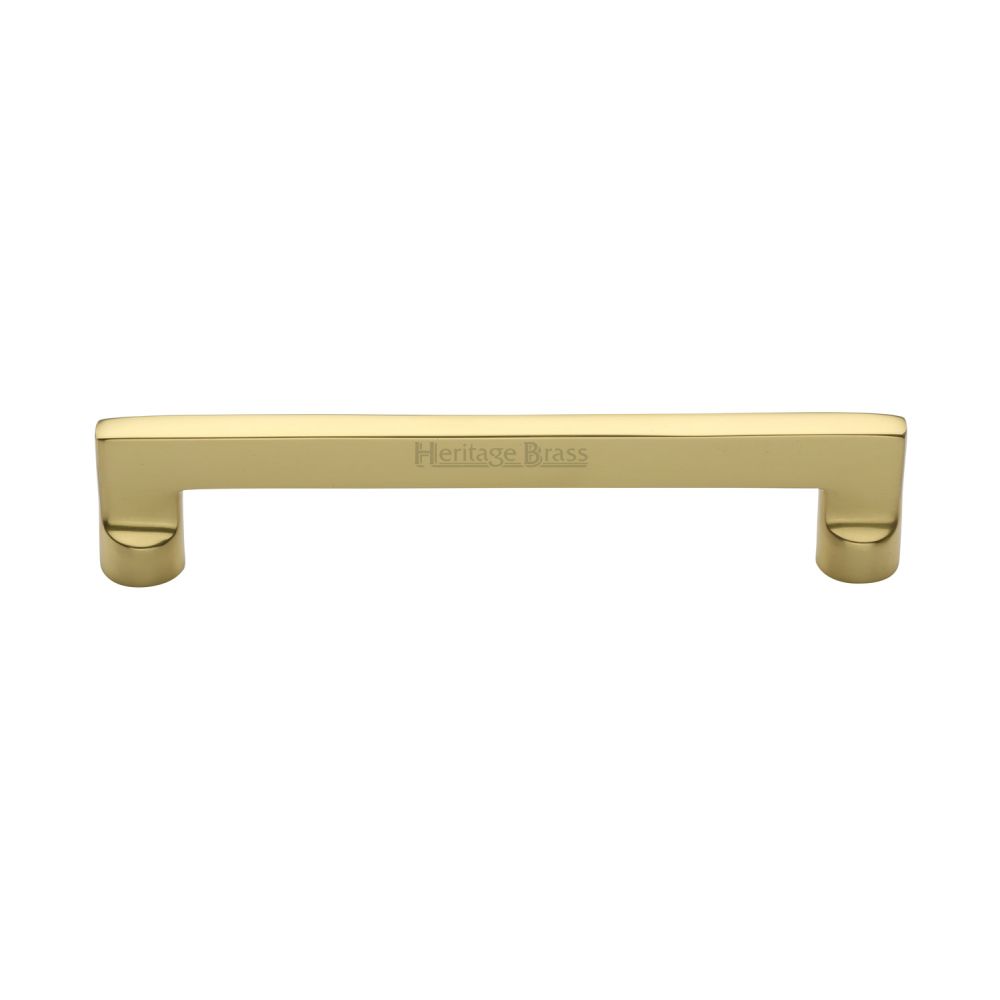 This is an image of a Heritage Brass - Cabinet Pull Apollo Design 160mm CTC Polished Brass Finish, c0345-160-pb that is available to order from T.H Wiggans Ironmongery in Kendal.