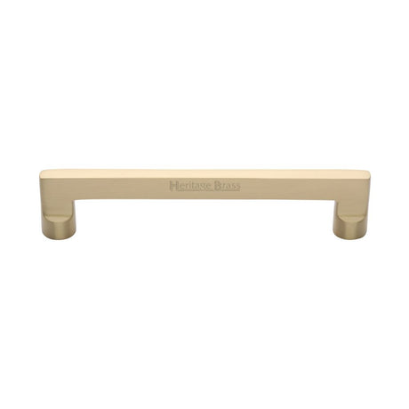 This is an image of a Heritage Brass - Cabinet Pull Apollo Design 160mm CTC Satin Brass Finish, c0345-160-sb that is available to order from T.H Wiggans Ironmongery in Kendal.