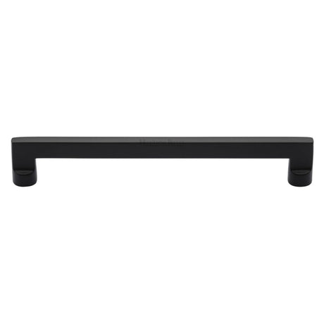 This is an image of a Heritage Brass - Cabinet Pull Apollo Design 203mm CTC Matt Black Finish, c0345-203-bkmt that is available to order from T.H Wiggans Ironmongery in Kendal.